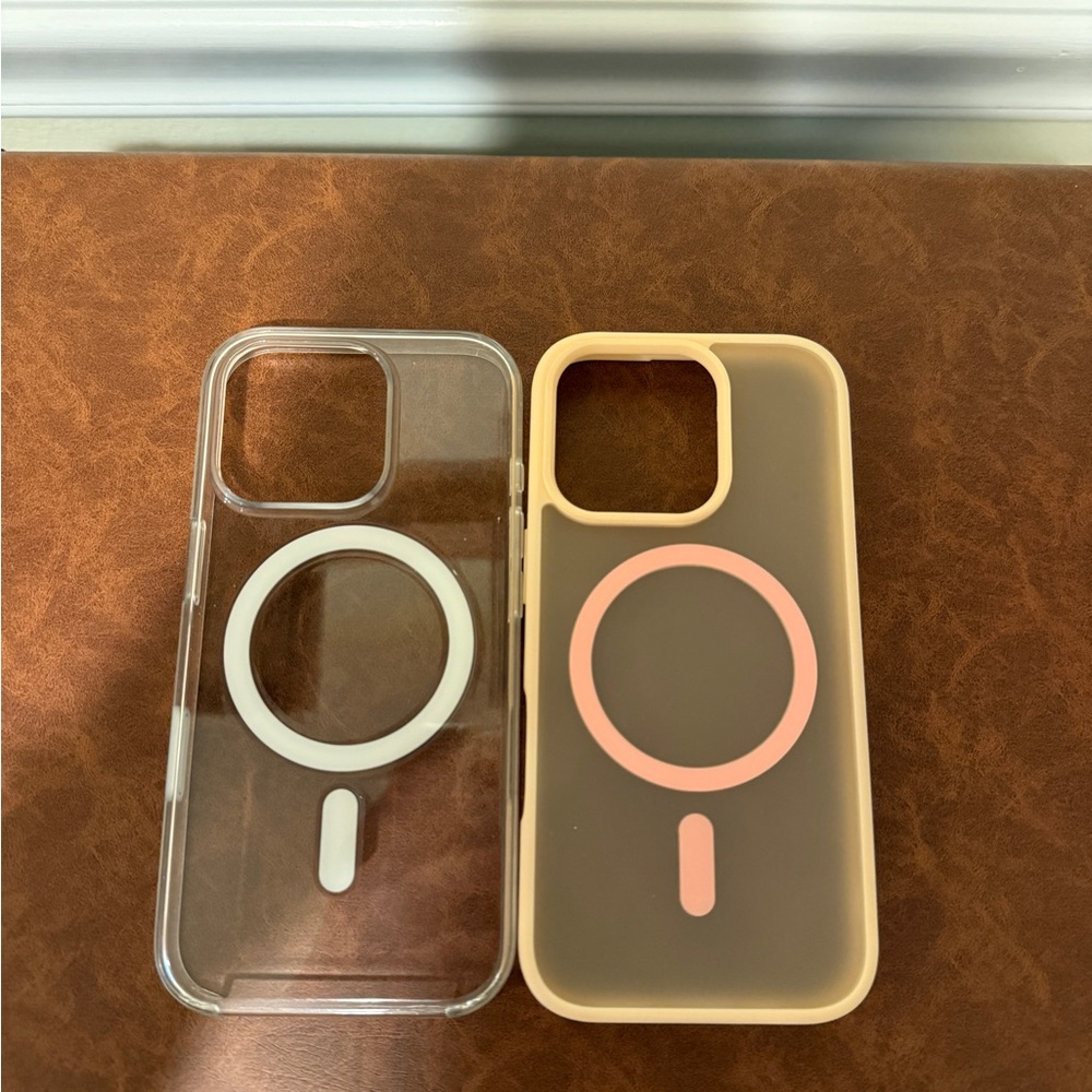 Transparent and Beige Phone Case Set